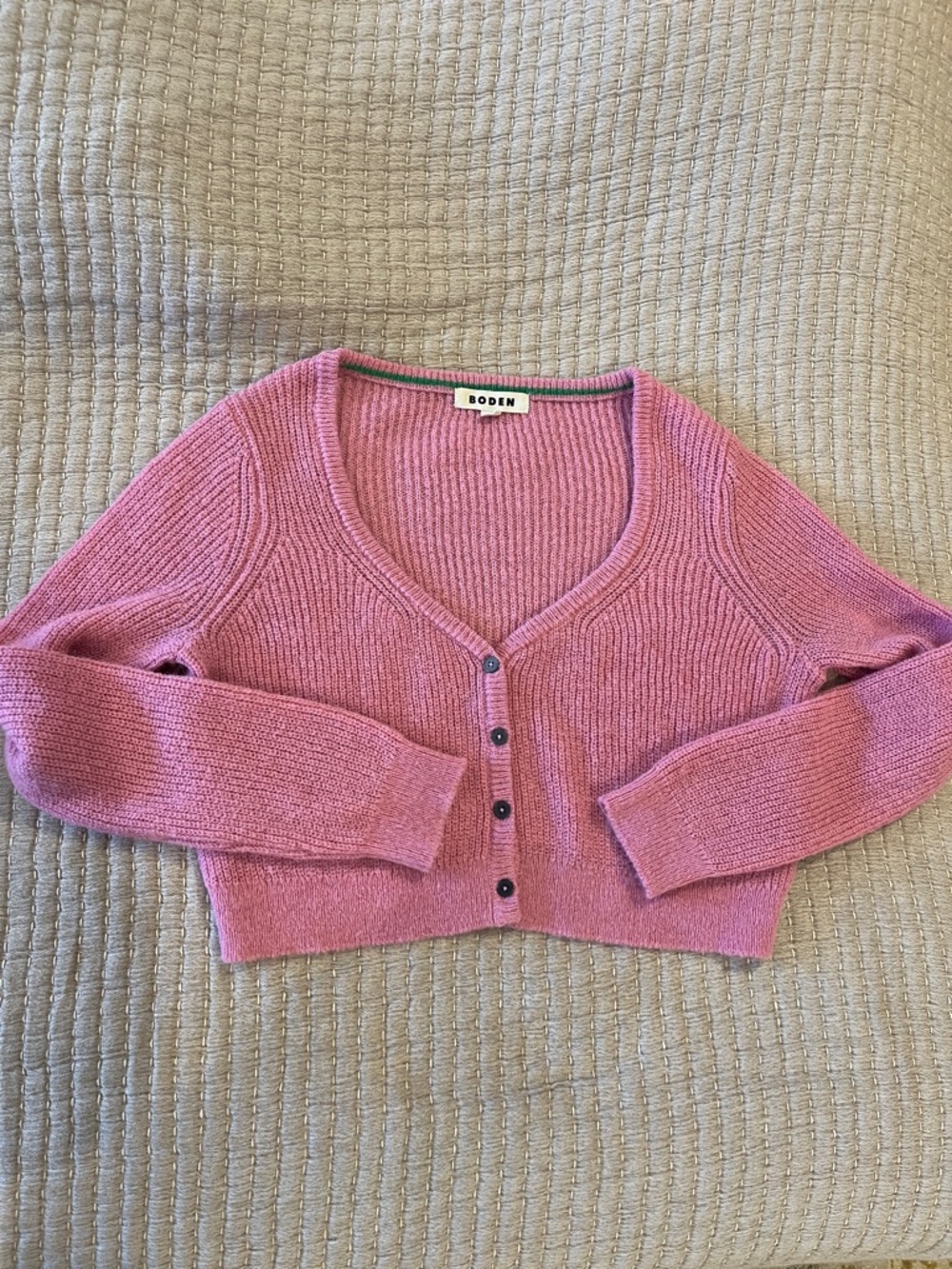 Boden Pink Cropped Button Cardigan Sweater Small Like New